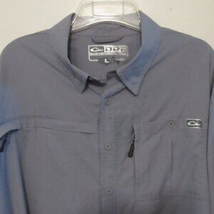 Drake Performance Fishing Shirt Men Large Breatable Vented Lightweight Gray